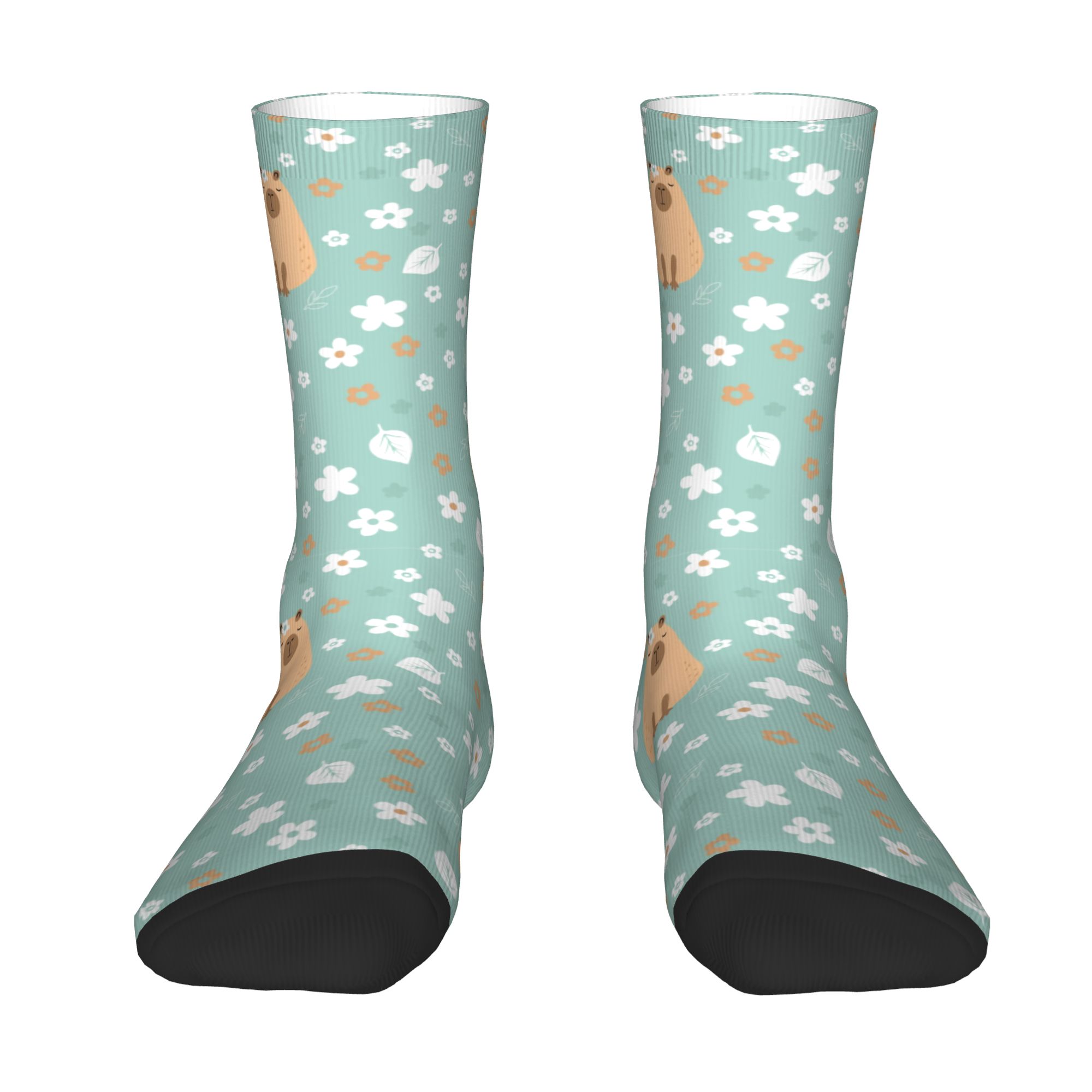 Dress Sock Men - 꽃무늬가 있는 재미있는 카피바라 디자인의 기니피그