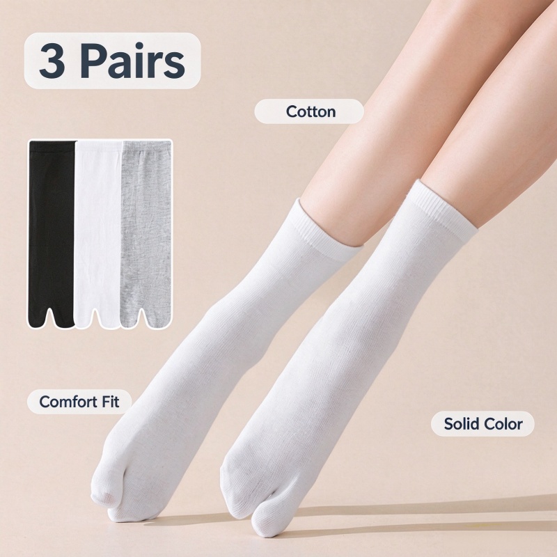 Toe Sock Split - 3켤레/세트, 남녀공용 면 소재, 발가락이 분리된