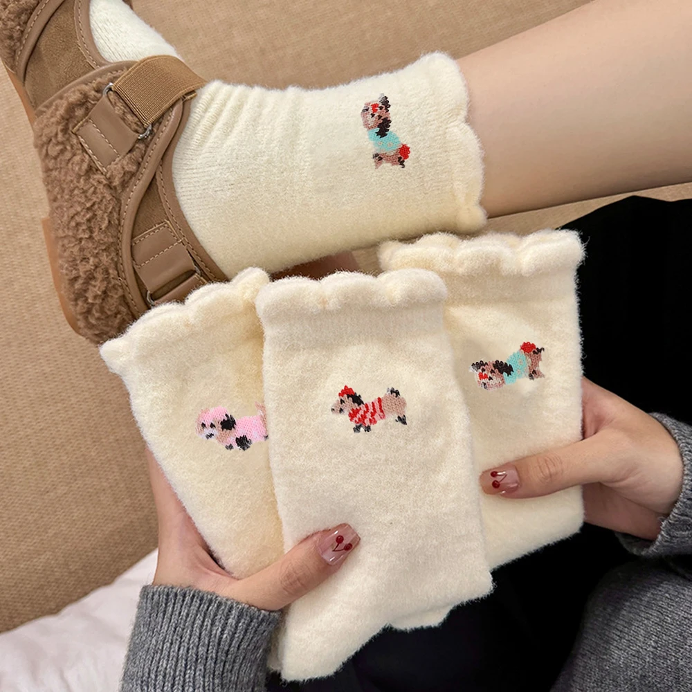 Thermal Sock Winter - 귀여운 밍크 짧은 플러시 양털 양말